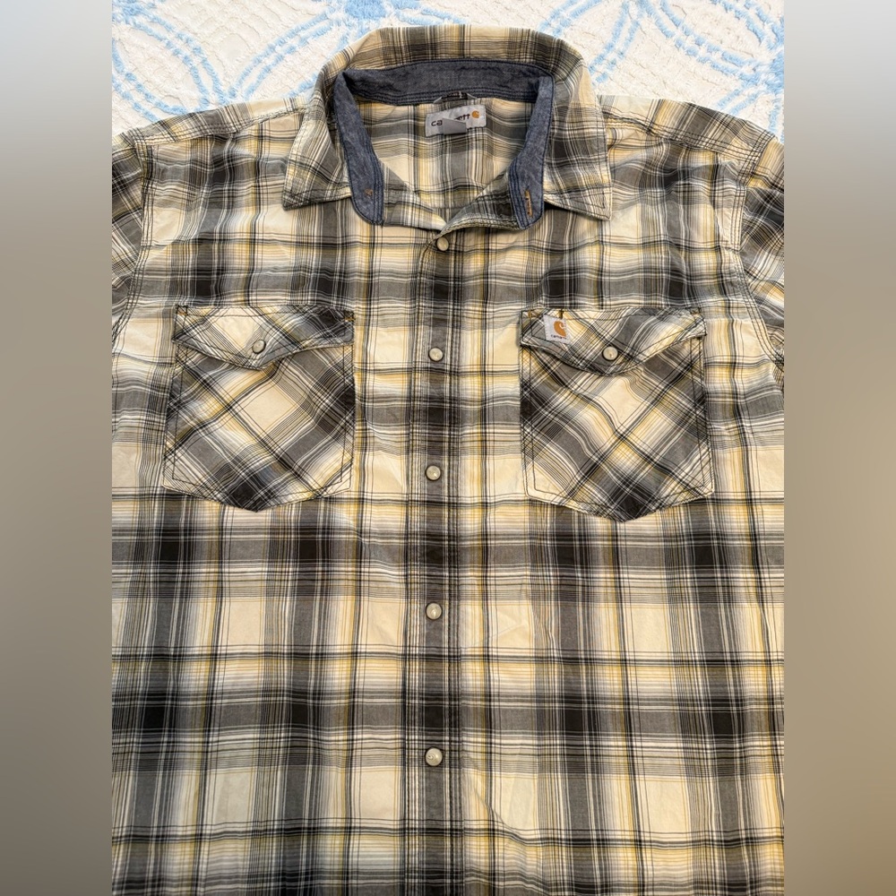 (2) Men’s Carhartt snap up plaid shirts XL - Picture 9 of 13